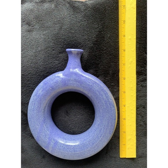 Vintage "The Potter's House" Folk Art Glazed Pottery Ring Flask Bottle - Picture 4 of 11